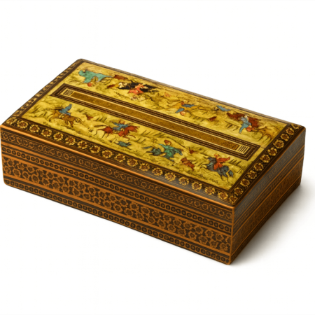 El Sanatı Minyatürlü Ahşap Mendil Kutusu